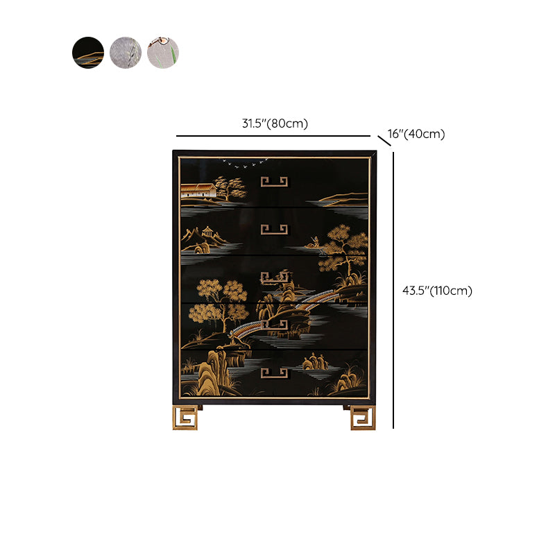 Traditional Storage Chest Solid Wood Dresser with 5 Drawers , 15.6 Inch Width
