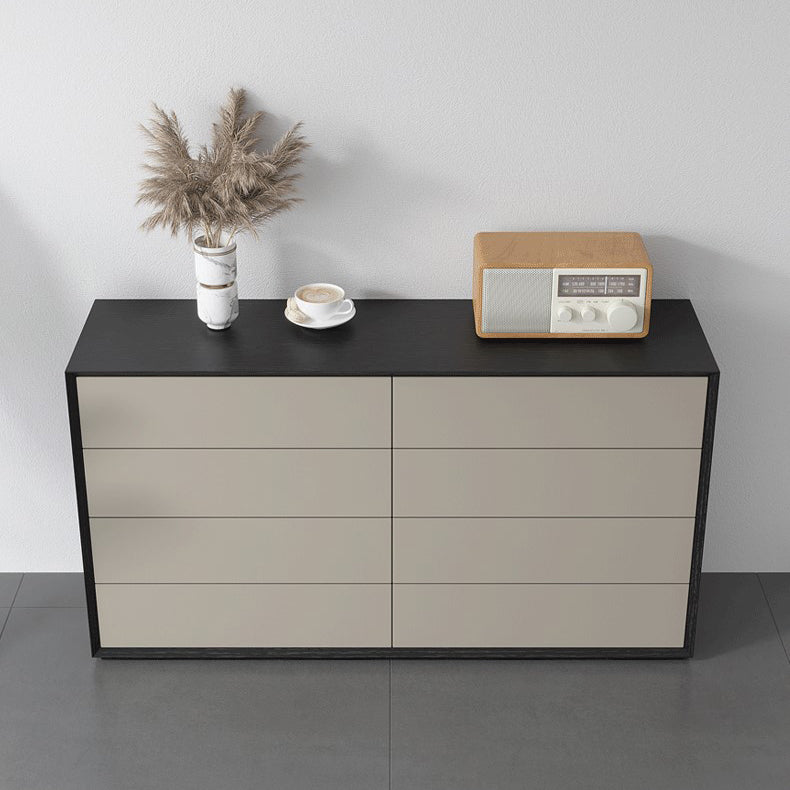 Contemporary Wood Double Dresser Horizontal Storage Chest Dresser for Bedroom