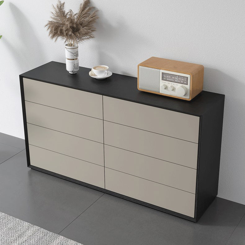 Contemporary Wood Double Dresser Horizontal Storage Chest Dresser for Bedroom