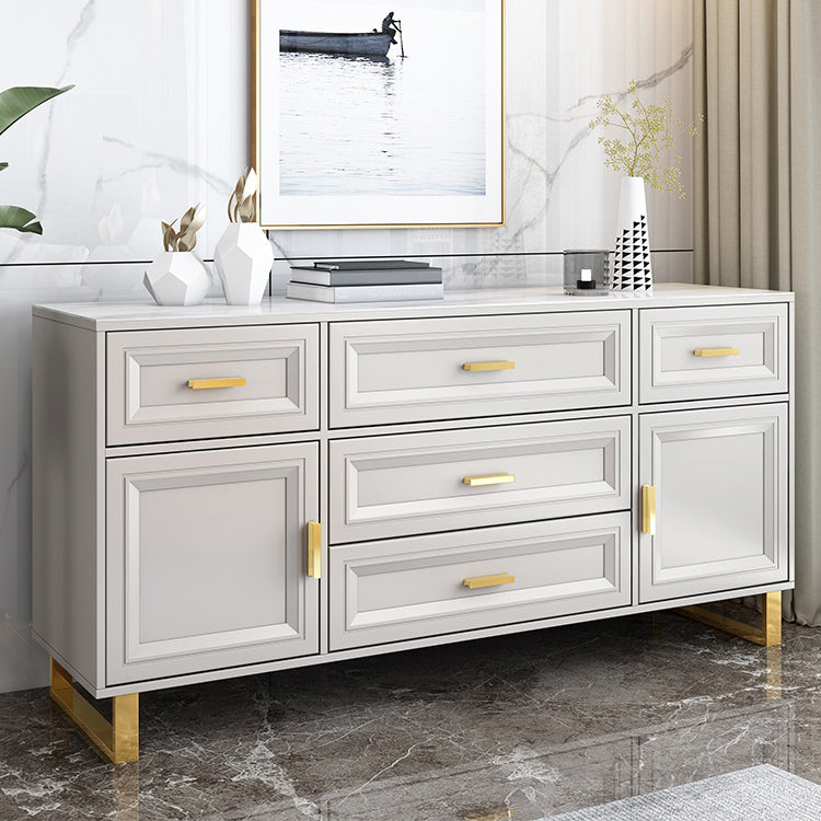 Contemporary Glam Double Dresser Wood Horizontal Storage Chest Dresser for Bedroom