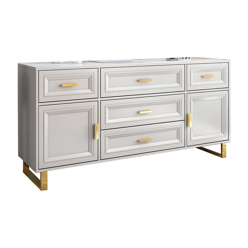 Contemporary Glam Double Dresser Wood Horizontal Storage Chest Dresser for Bedroom