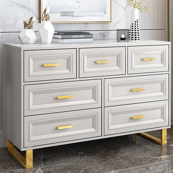 Contemporary Glam Double Dresser Wood Horizontal Storage Chest Dresser for Bedroom