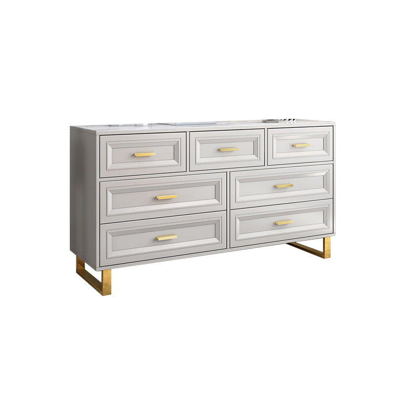 Contemporary Glam Double Dresser Wood Horizontal Storage Chest Dresser for Bedroom