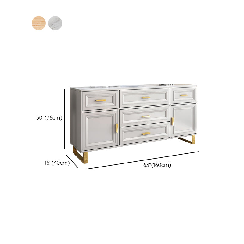 Contemporary Glam Double Dresser Wood Horizontal Storage Chest Dresser for Bedroom