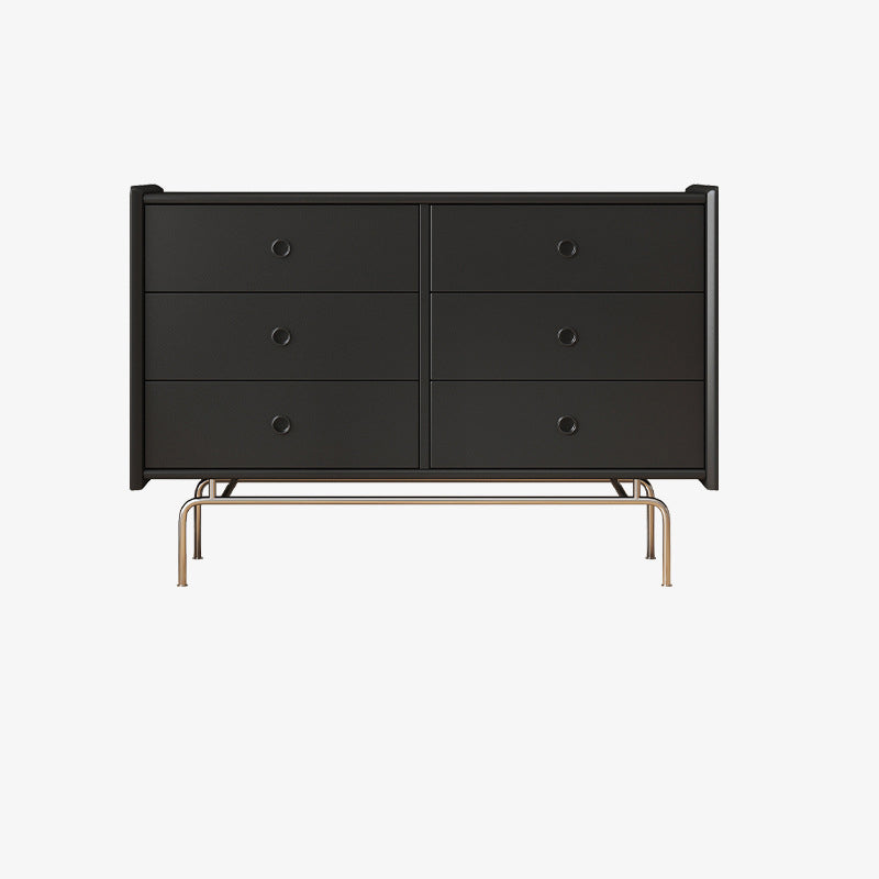 Contemporary Horizontal Double Dresser Black/Gray Dresser with Storage for Home