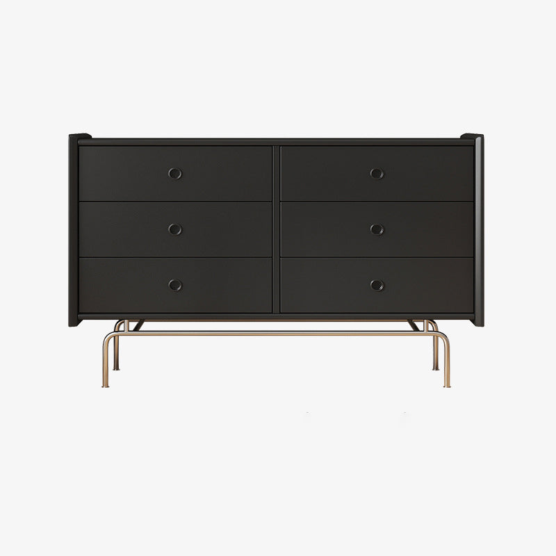 Contemporary Horizontal Double Dresser Black/Gray Dresser with Storage for Home