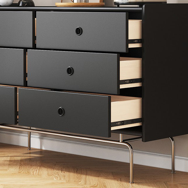 Contemporary Horizontal Double Dresser Black/Gray Dresser with Storage for Home