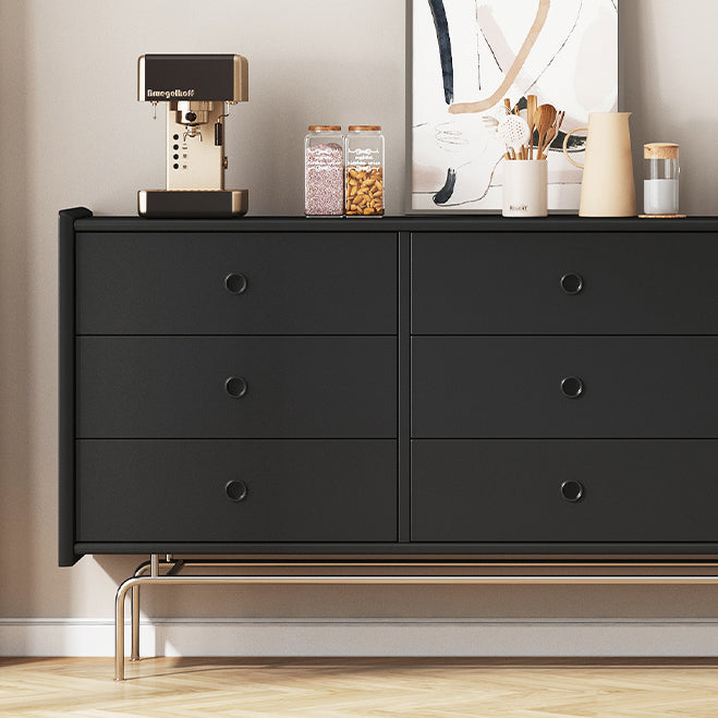 Contemporary Horizontal Double Dresser Black/Gray Dresser with Storage for Home