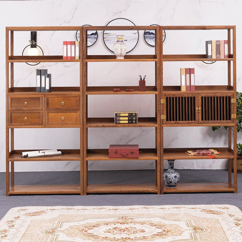 Contemporary Open Back Bookshelf Etagere Wooden Bookcase with Shelves
