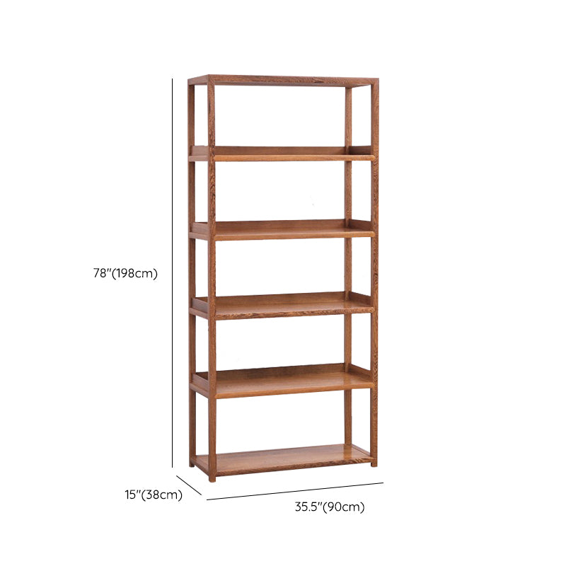 Contemporary Open Back Bookshelf Etagere Wooden Bookcase with Shelves