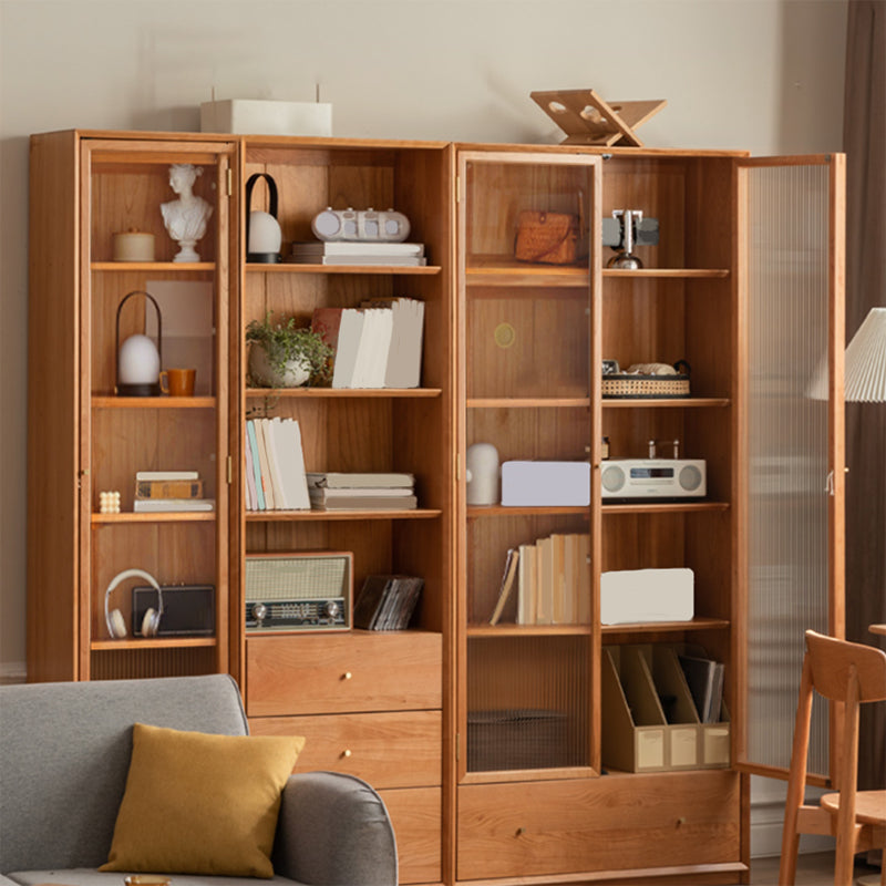 Closed Back Bookcase Standard Wooden Contemporary Natural Bookshelf