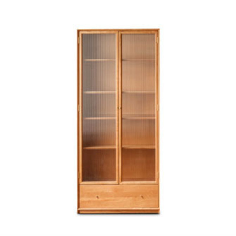 Closed Back Bookcase Standard Wooden Contemporary Natural Bookshelf