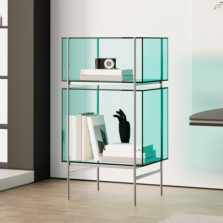 Contemporary Closed Back Standard Bookshelf Acrylic Bookcase with Shelves for Study Room