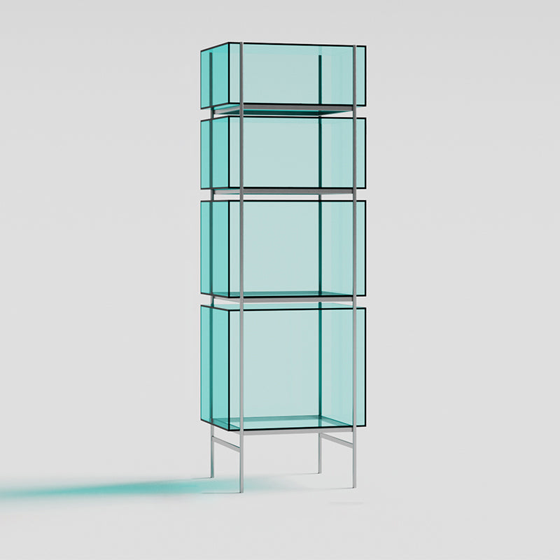 Contemporary Closed Back Standard Bookshelf Acrylic Bookcase with Shelves for Study Room