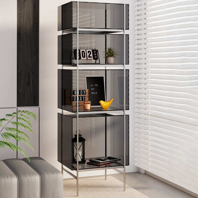 Contemporary Closed Back Standard Bookshelf Acrylic Bookcase with Shelves for Study Room