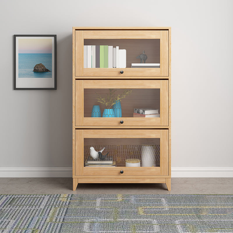 Natural Standard Bookshelf Wooden Modern Closed Back Bookcase