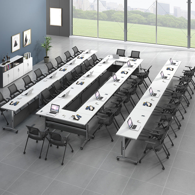Modern Style Office Desk Rectangular Shape Wooden Conference Table with 2-Legs for Office