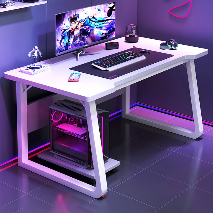 Contemporary Wood Gaming Desk Antique Finish Computer Desk with Metal Legs