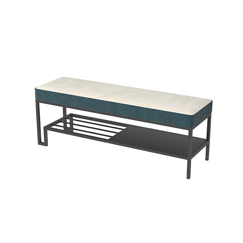 Modern Entryway Bench Cushioned Metal Rectangle Seating Bench