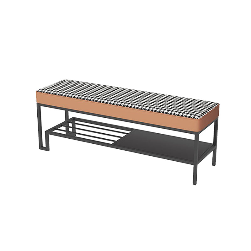 Modern Entryway Bench Cushioned Metal Rectangle Seating Bench