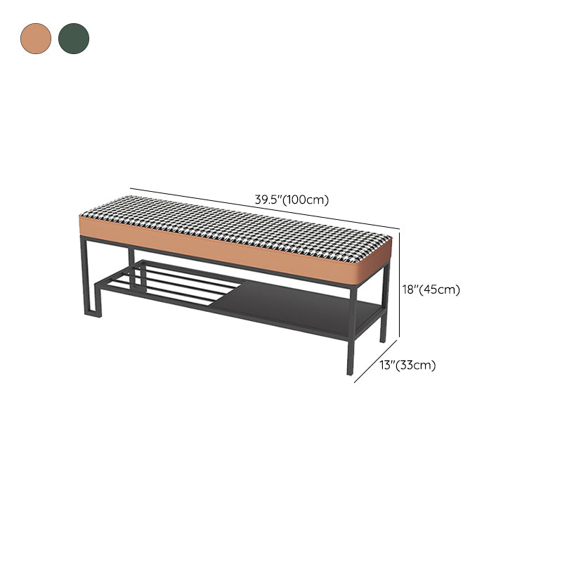 Modern Entryway Bench Cushioned Metal Rectangle Seating Bench