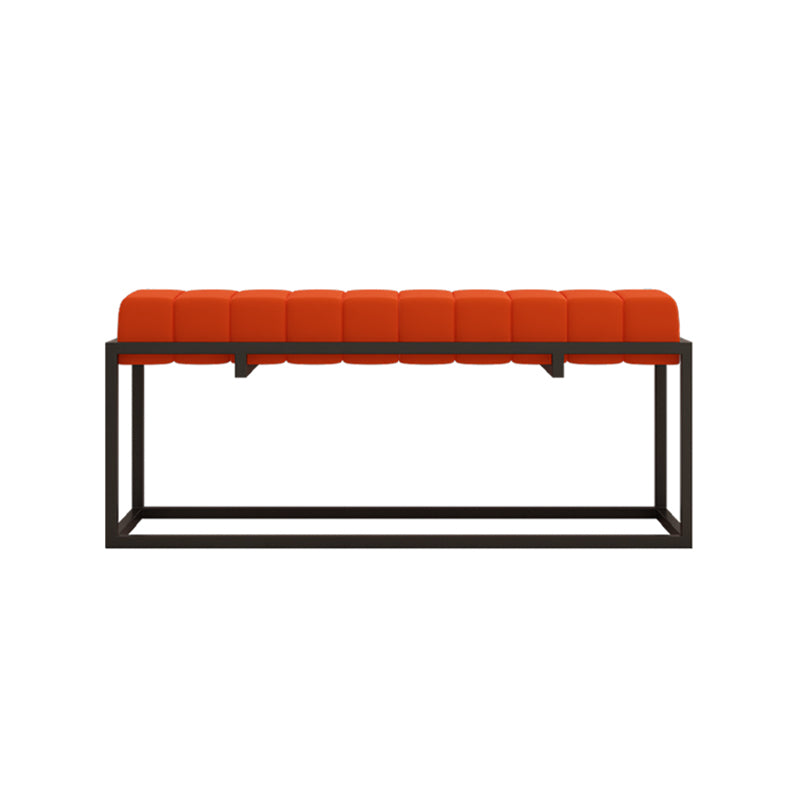 Modern Entryway Bench Cushioned Metal Rectangle Shoe Storage Seating Bench