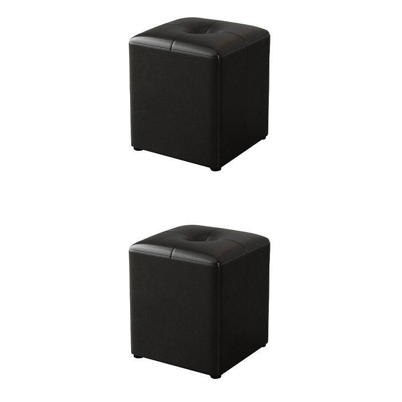 Glam Pouf Ottoman Genuine Leather Stain Resistant Upholstered Square Ottoman
