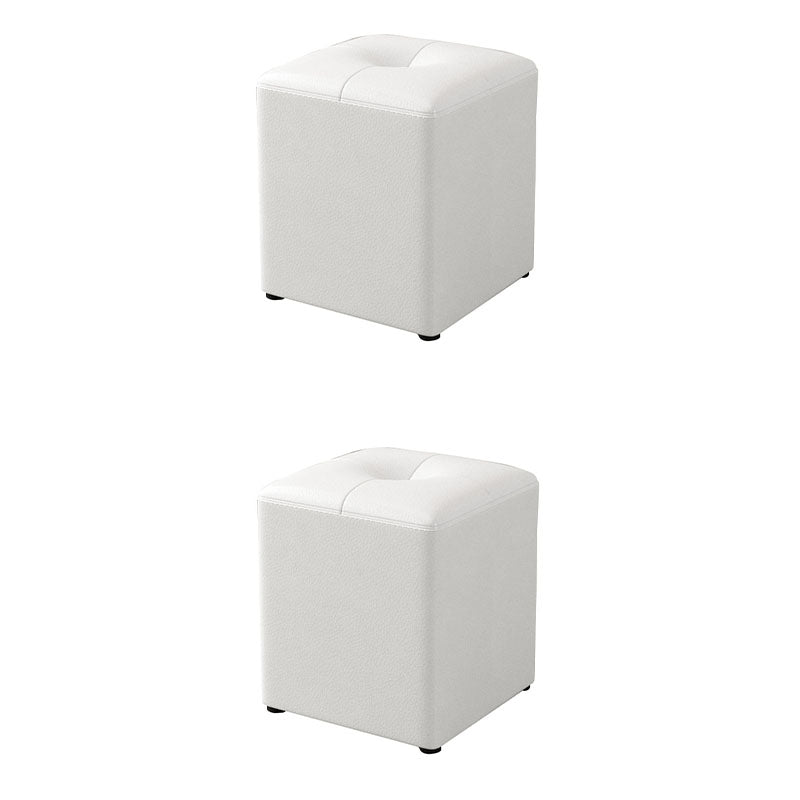 Glam Pouf Ottoman Genuine Leather Stain Resistant Upholstered Square Ottoman