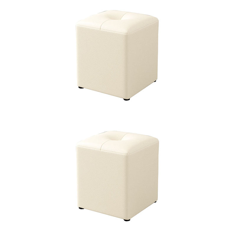 Glam Pouf Ottoman Genuine Leather Stain Resistant Upholstered Square Ottoman