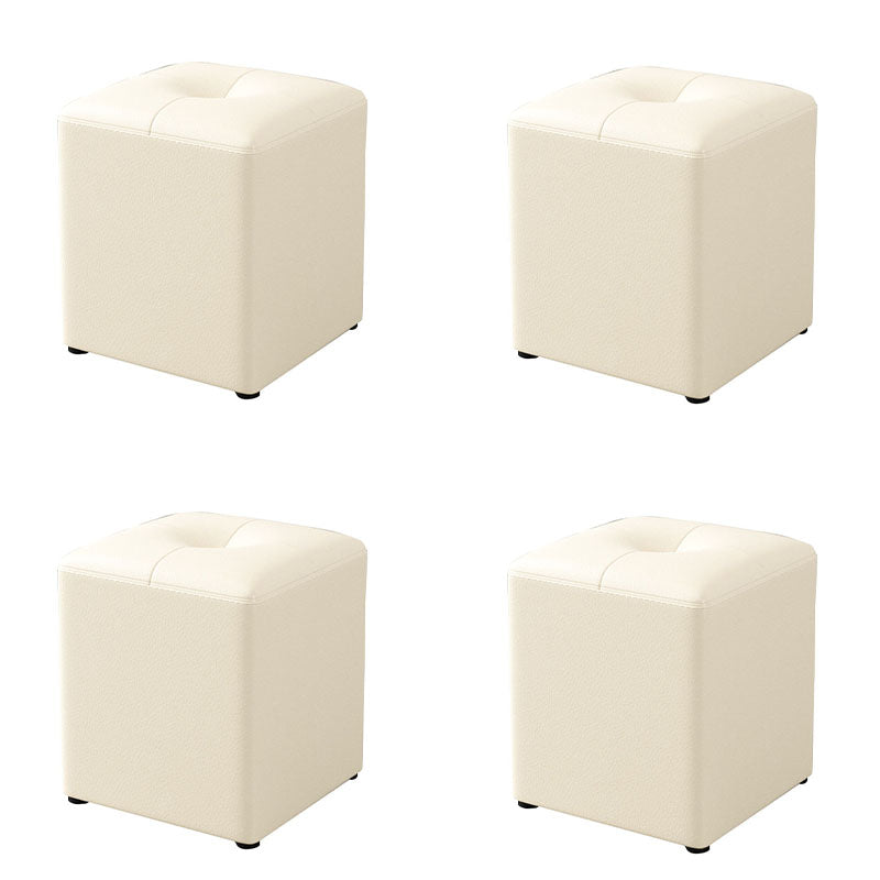 Glam Pouf Ottoman Genuine Leather Stain Resistant Upholstered Square Ottoman