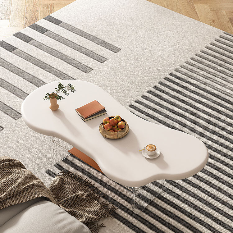 Modern White Trestle Coffee Table Geometric Manufactured Wood Cocktail Table
