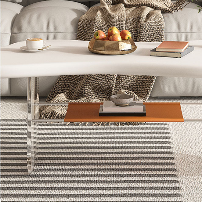 Modern White Trestle Coffee Table Geometric Manufactured Wood Cocktail Table