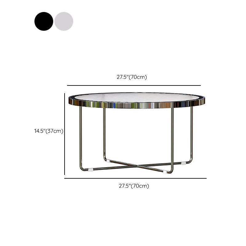 Round Cross Legs Coffee Table Stainless Steel Cocktail Table