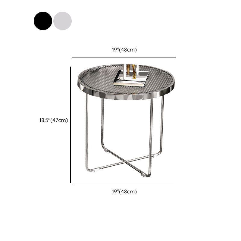 Round Cross Legs Coffee Table Stainless Steel Cocktail Table