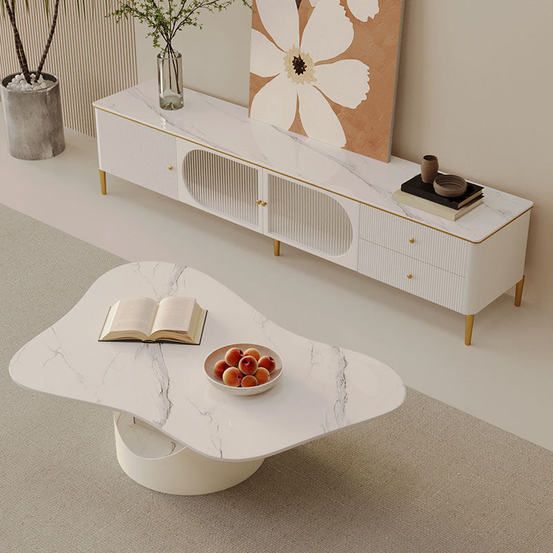 Modern Abstract Coffee Table with Storage Geometric Cocktail Table
