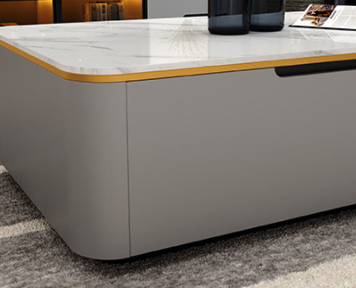 Block 1 Single Coffee Table with Drawers Modern Rectangular Cocktail Table