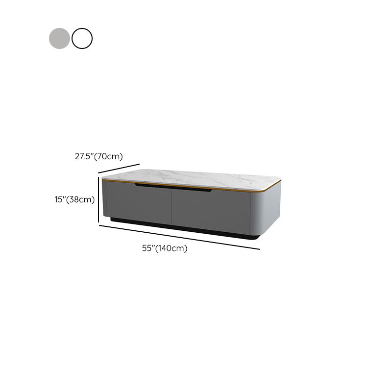Block 1 Single Coffee Table with Drawers Modern Rectangular Cocktail Table
