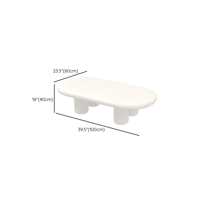 Modern 4 Legs Cocktail Table Oval Engineered Wood Coffee Table - White