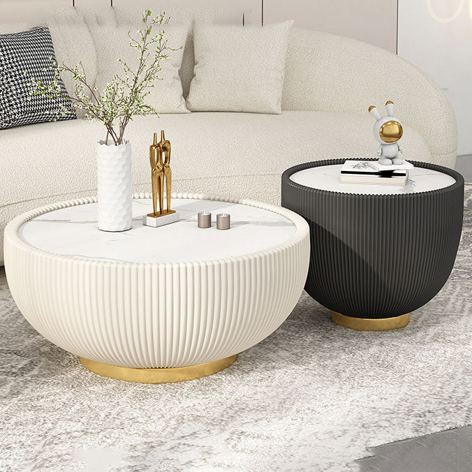 Modern Style Round Coffee Table Stone Top Coffee Cocktail Table
