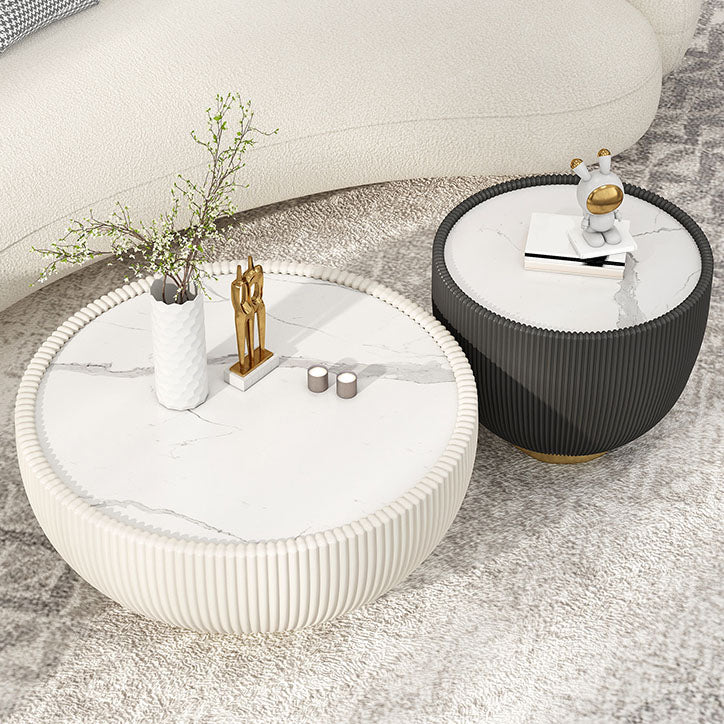 Modern Style Round Coffee Table Stone Top Coffee Cocktail Table