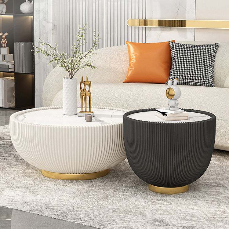 Modern Style Round Coffee Table Stone Top Coffee Cocktail Table