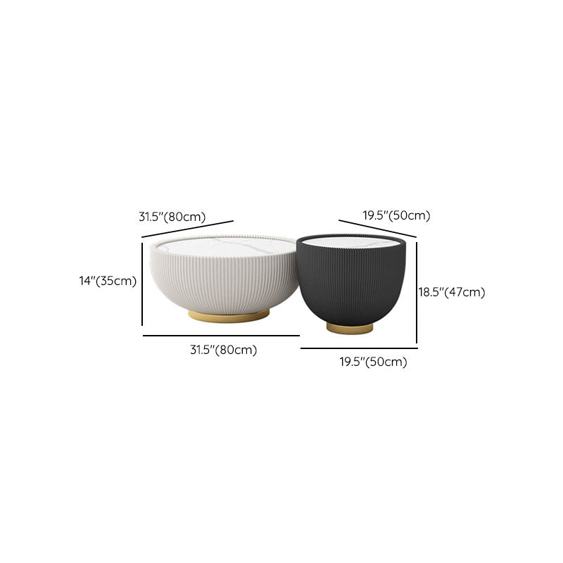 Modern Style Round Coffee Table Stone Top Coffee Cocktail Table