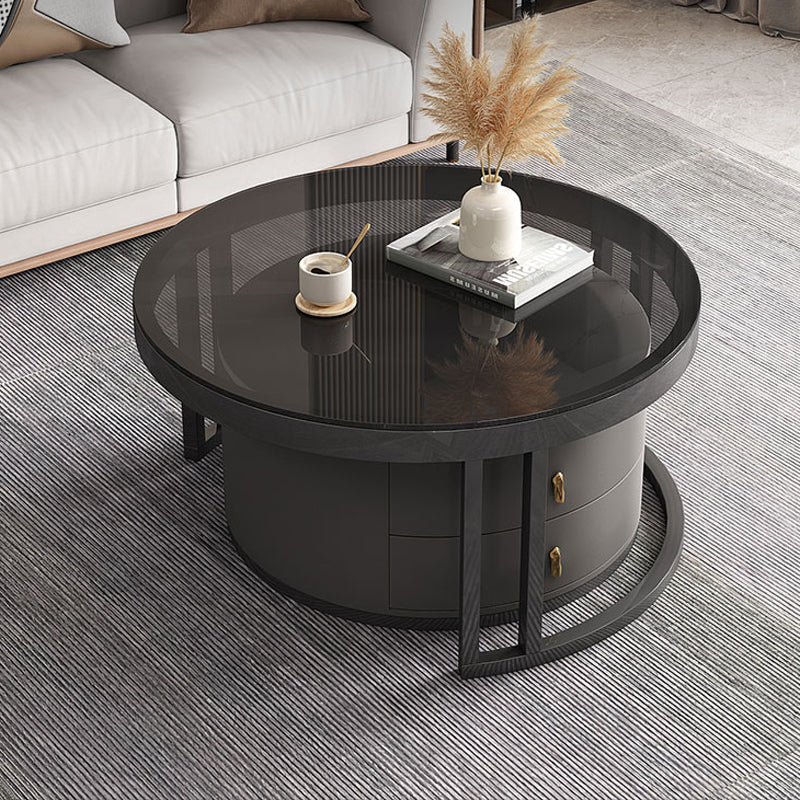 Round Nesting Coffee Table Set Frame Modern Storage Coffee Table