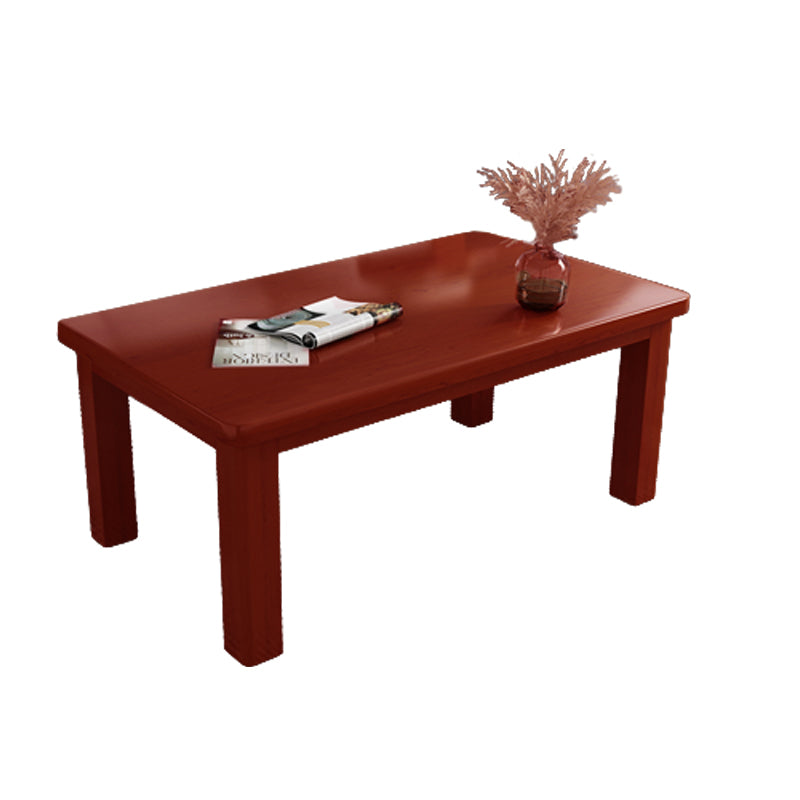 Contemporary Solid Wood Coffee Table Rectangle 4 Legs Coffee Cocktail Table