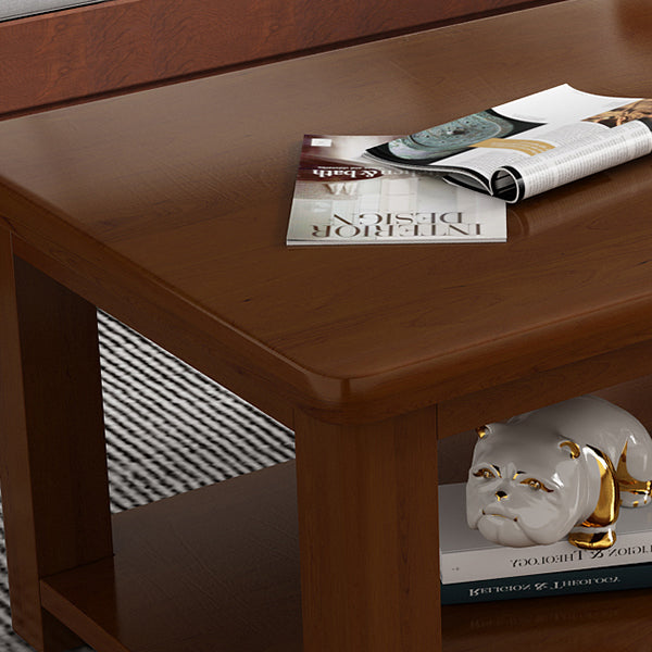Contemporary Solid Wood Coffee Table Rectangle 4 Legs Coffee Cocktail Table