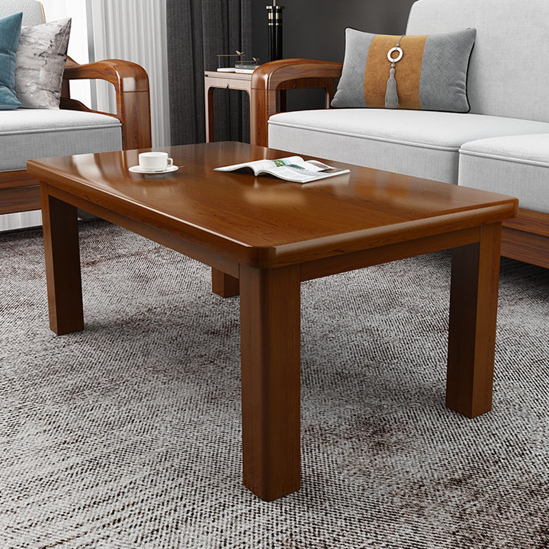 Contemporary Solid Wood Coffee Table Rectangle 4 Legs Coffee Cocktail Table