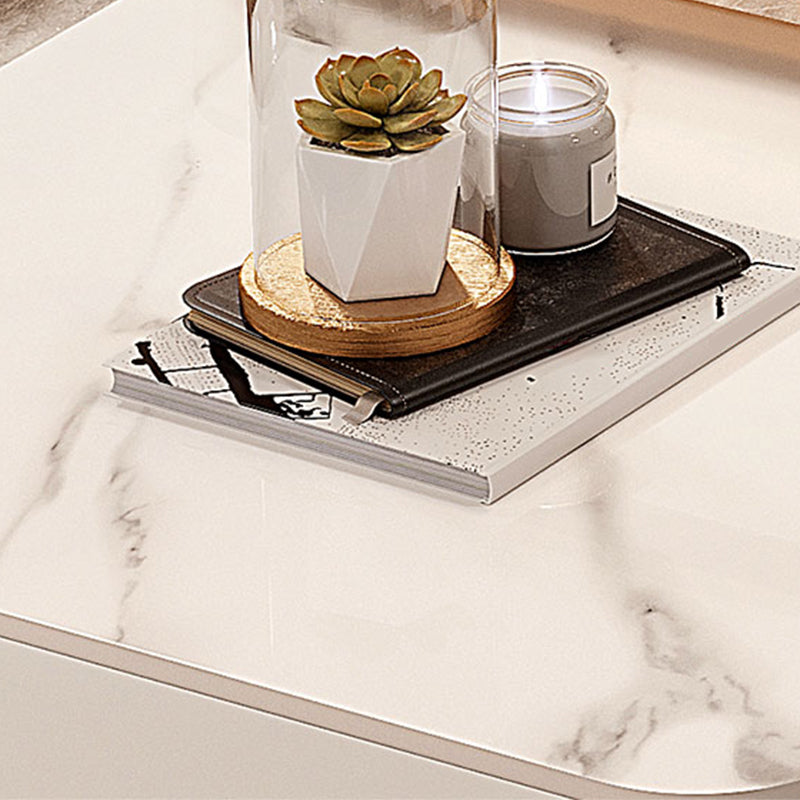 Glam Frame Coffee Table Slate/Glass Top Coffee Cocktail Table with Drawers