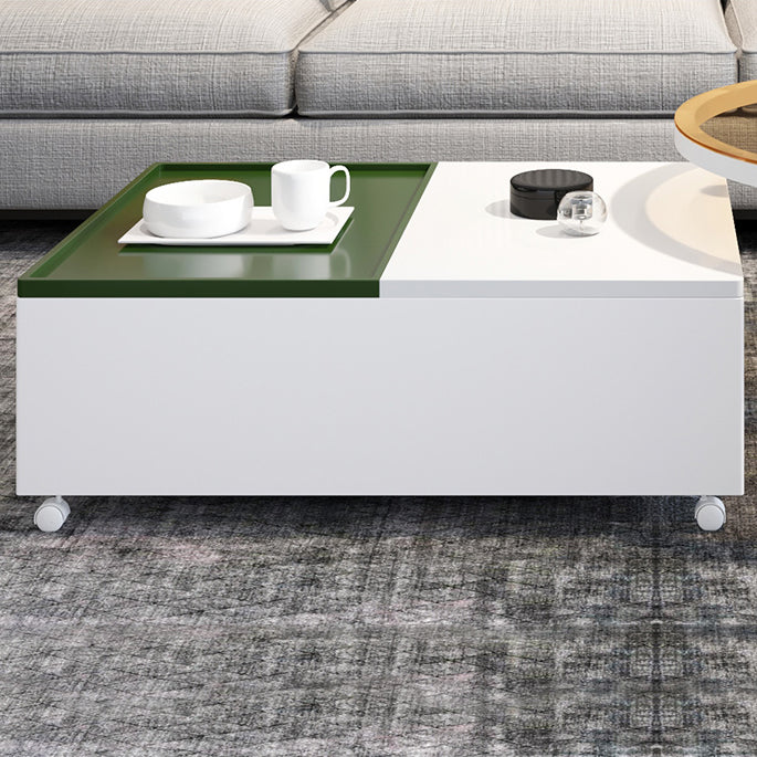 Modern 2 Nesting Coffee Table Set 31.5" W Glass & Wood Cocktail Table with Storage