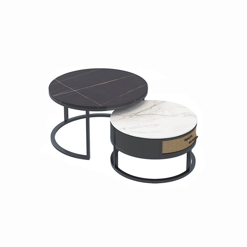 Frame Cocktail Table Slate Top Coffee or End Table with Storage Drawers