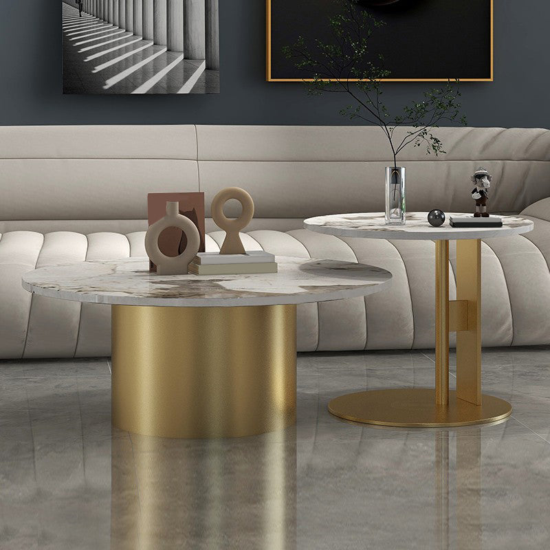 Pedestal Cocktail Table Contemporary Slate Top Coffee or End Table